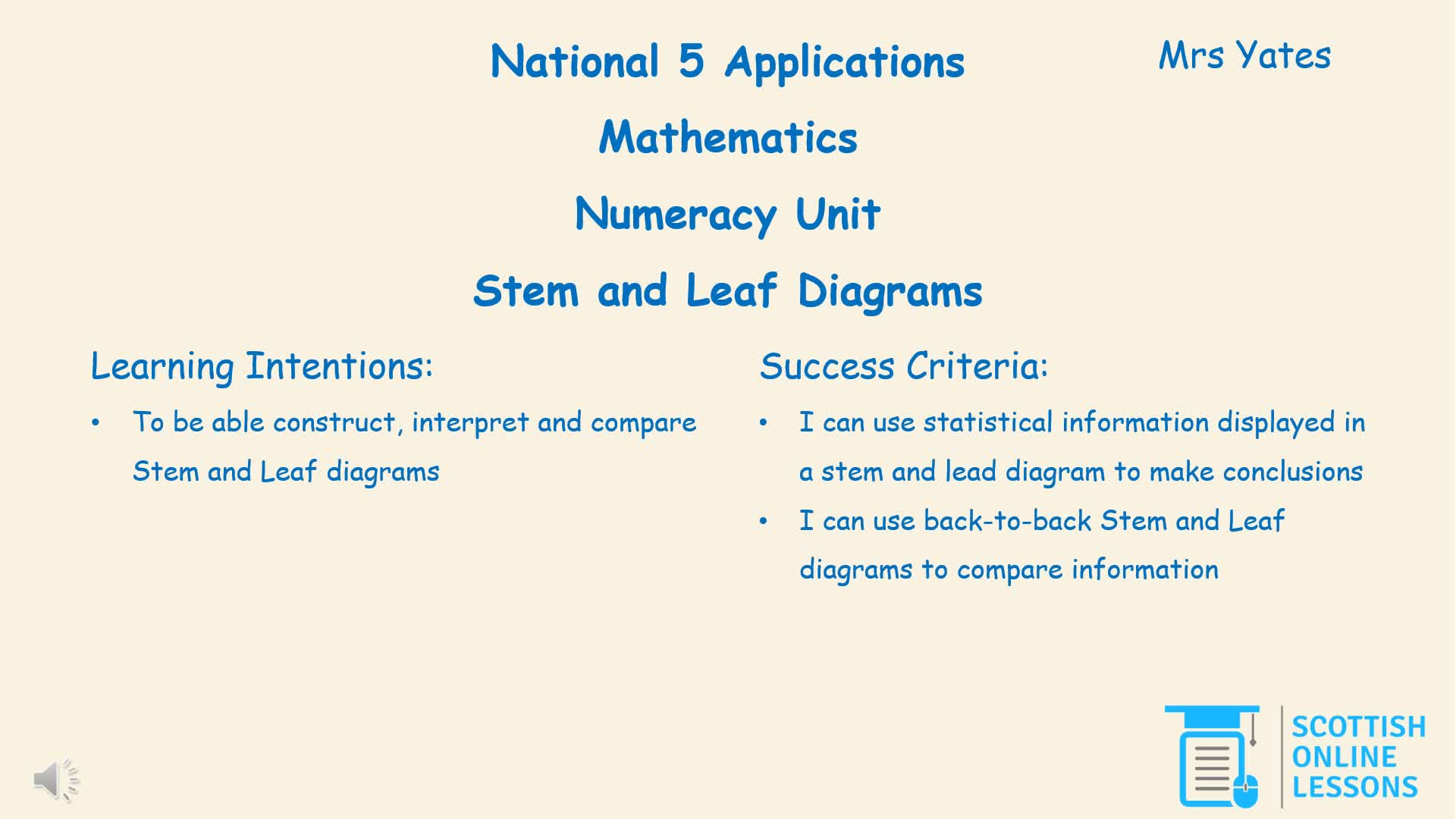 Stem and Leaf Diagrams