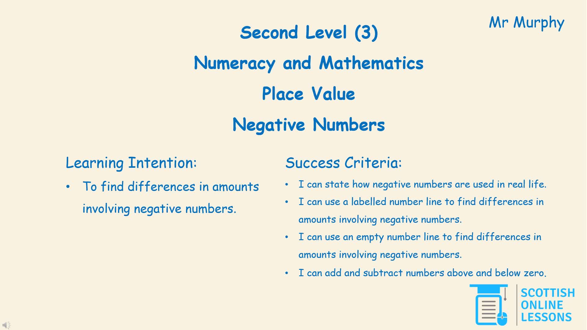 Negative Numbers