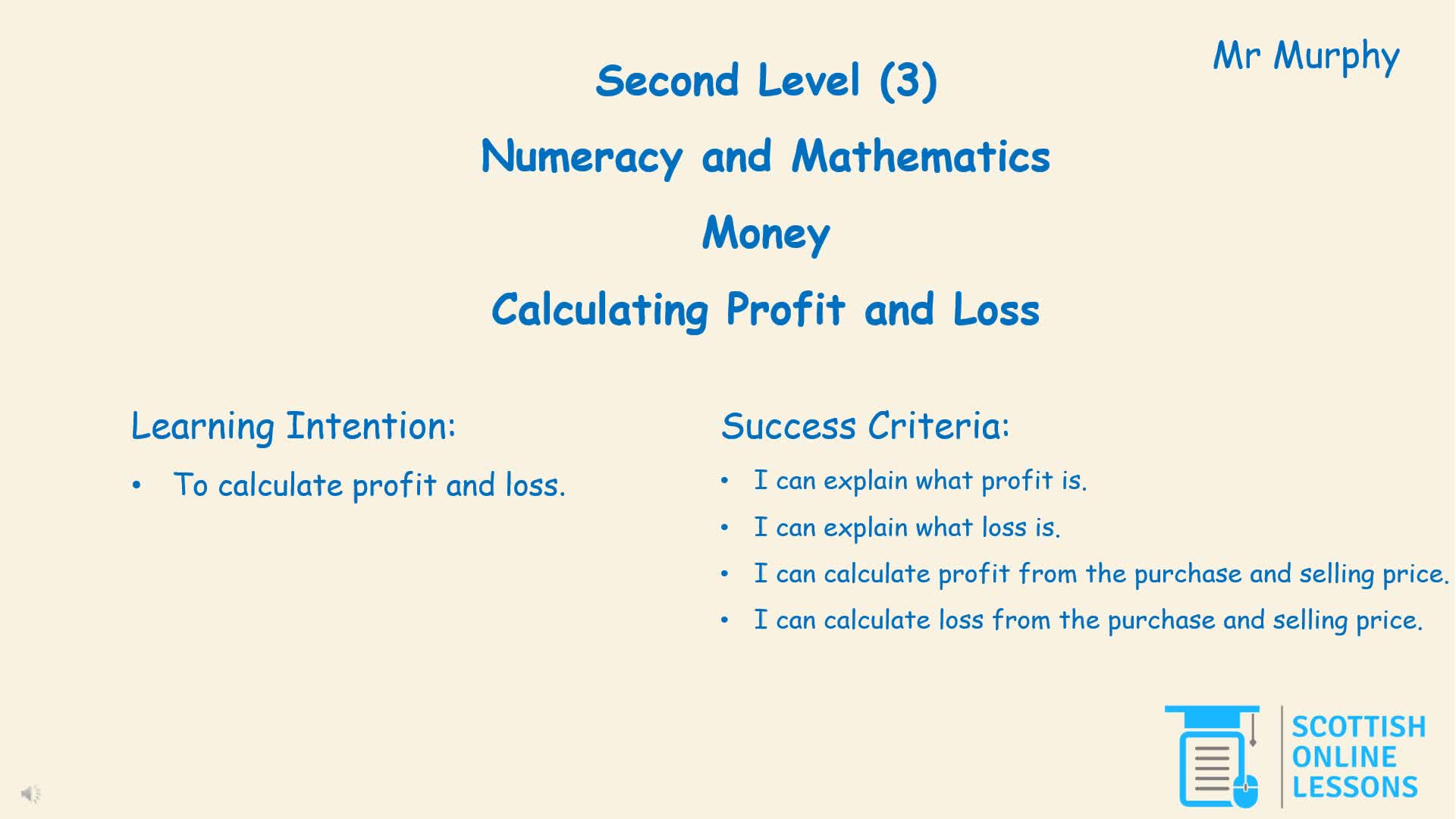 Calculating Profit and Loss