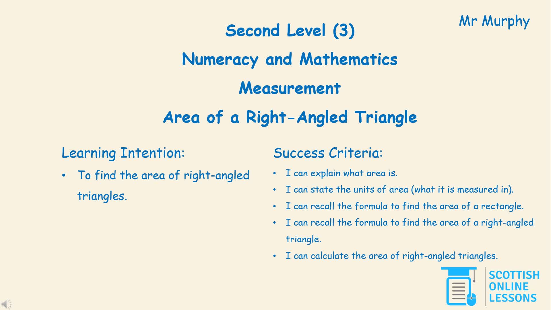 Area of a Right-Angled Triangle.