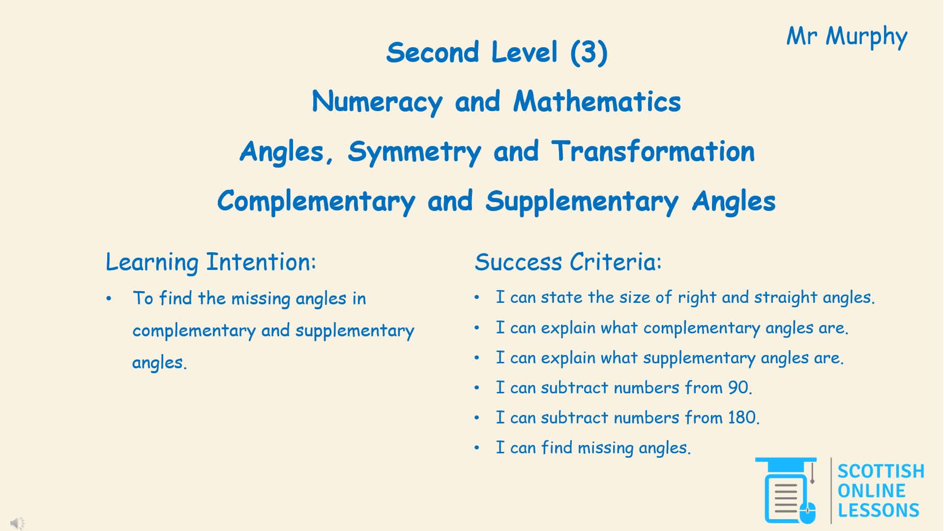 Complementary and Supplementary Angles