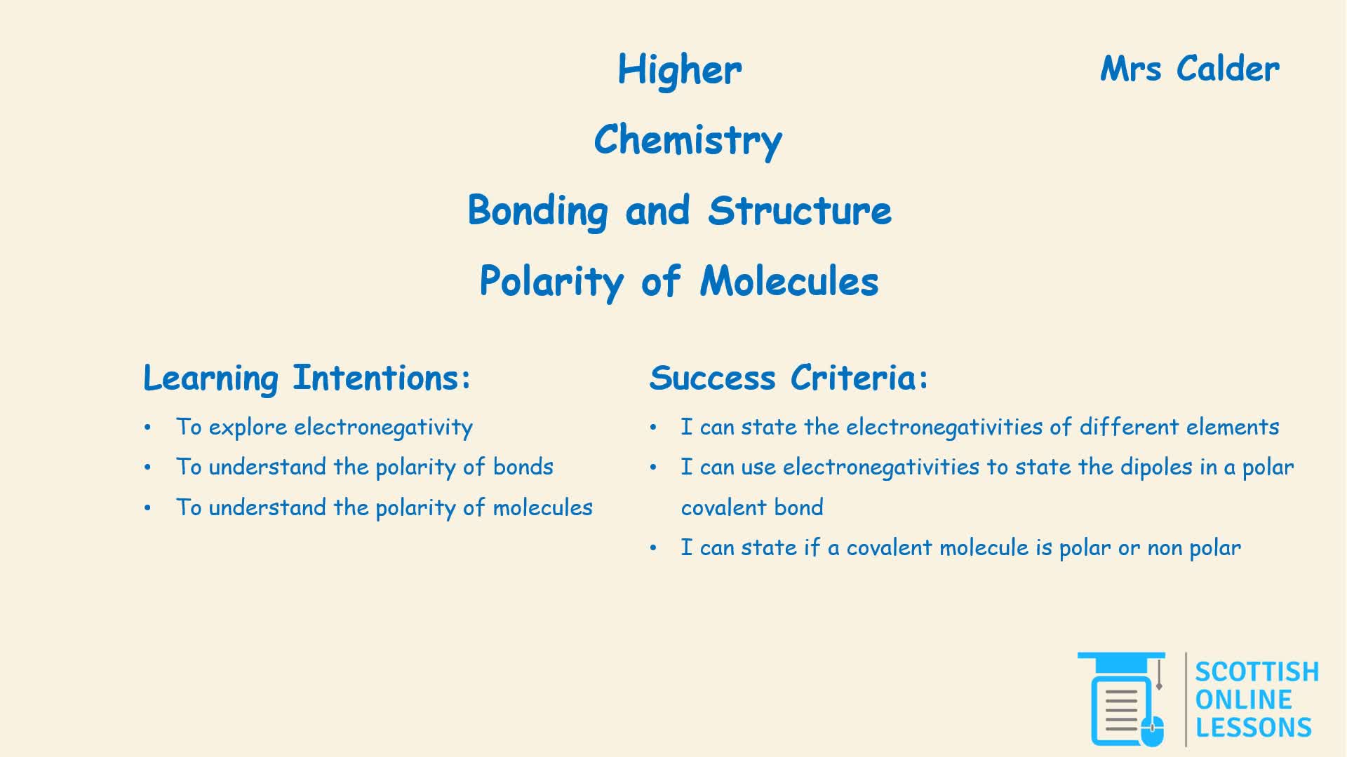 Polarity of Molecules