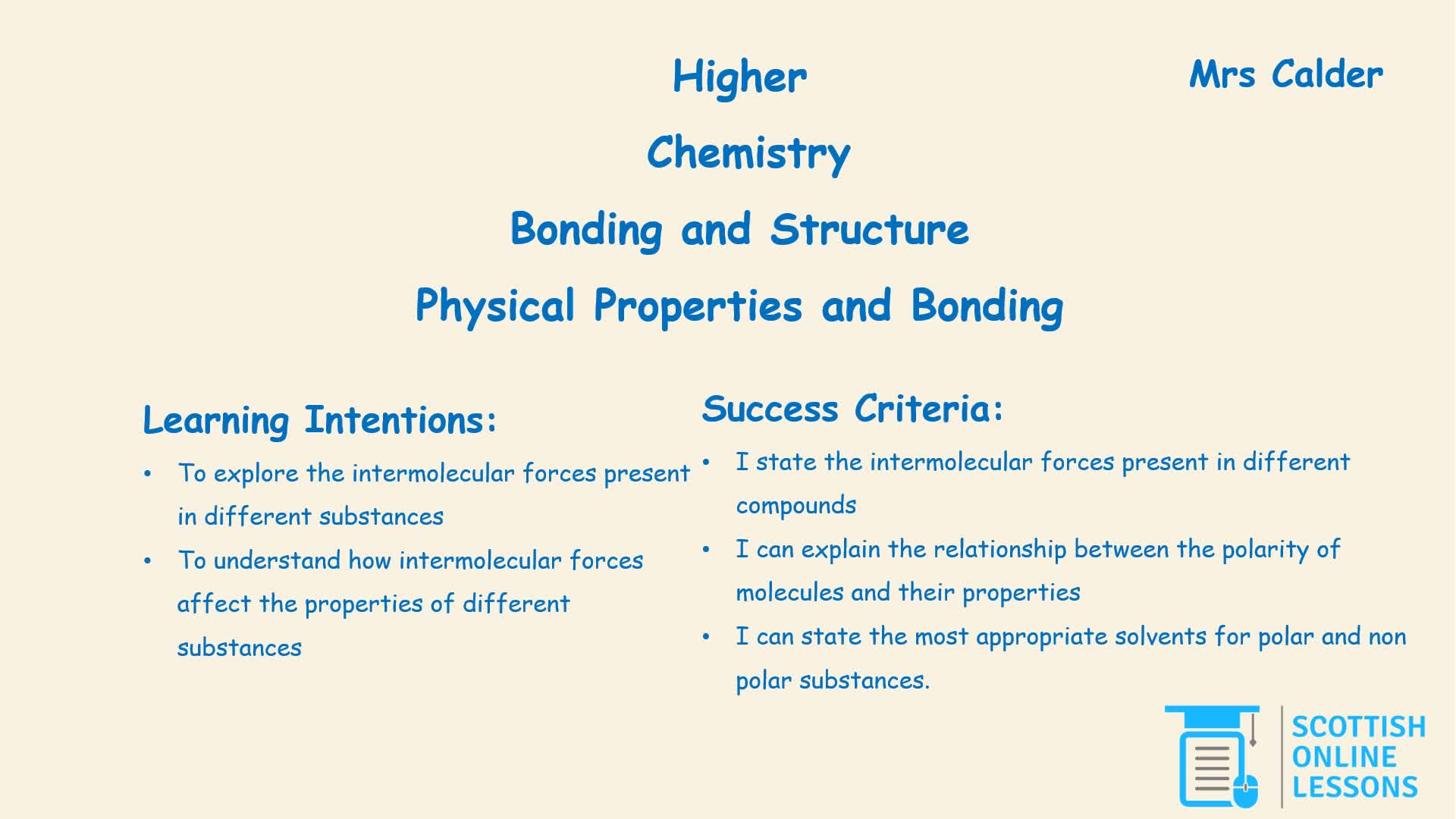 Physical Properties and Bonding