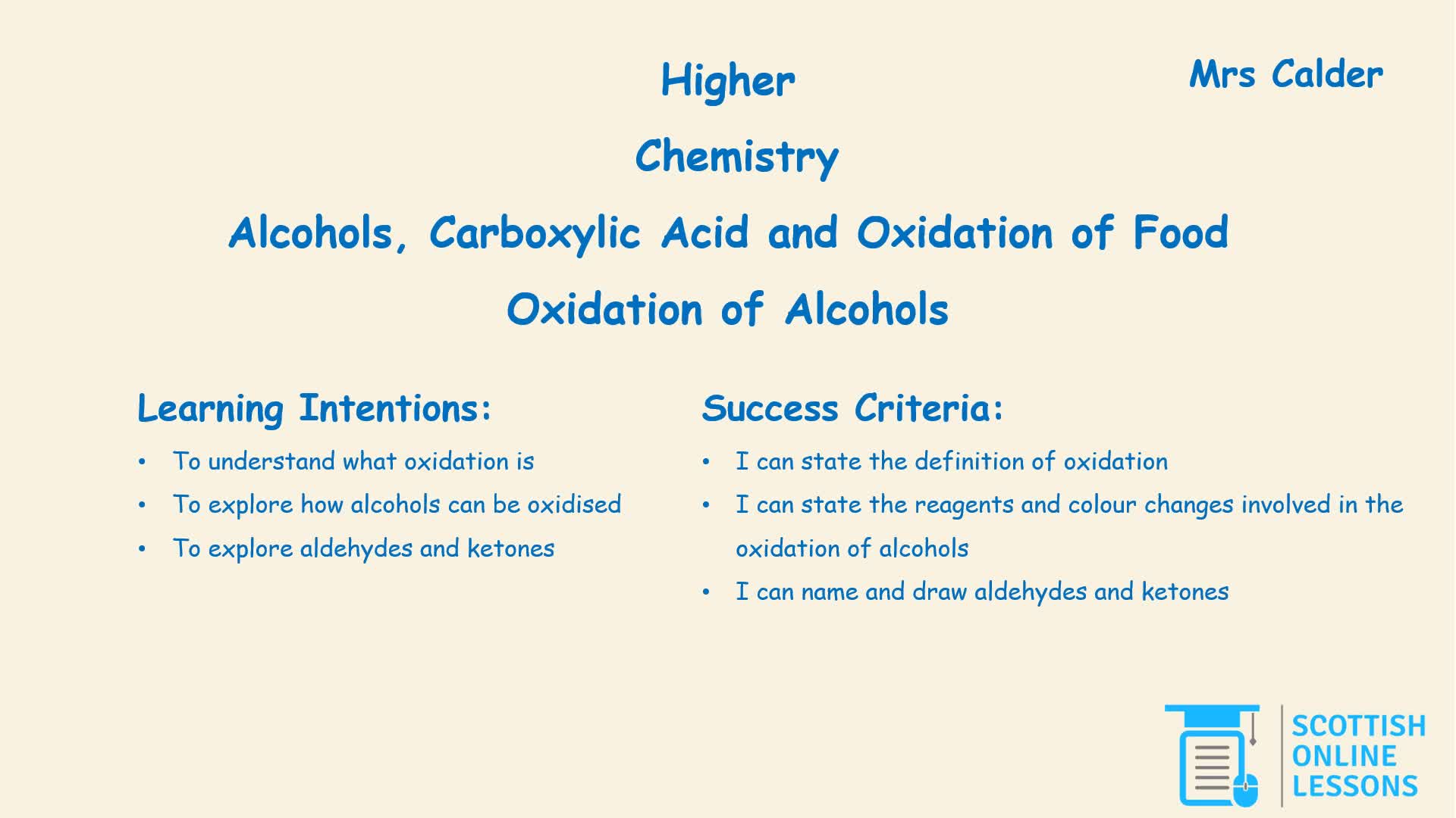 Oxidation of Alcohols