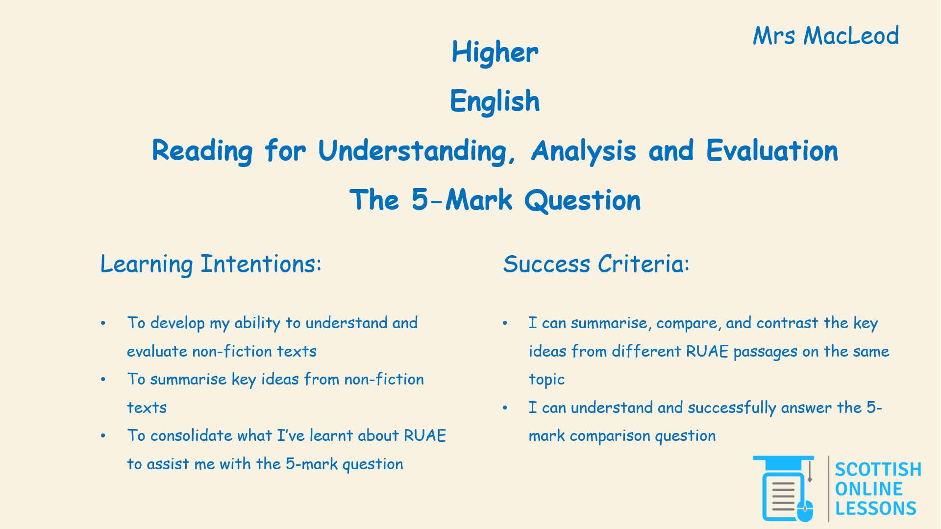The 5-mark Question
