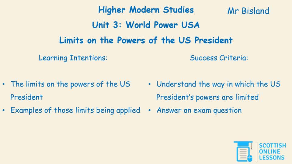 Limits on the Powers of the US President
