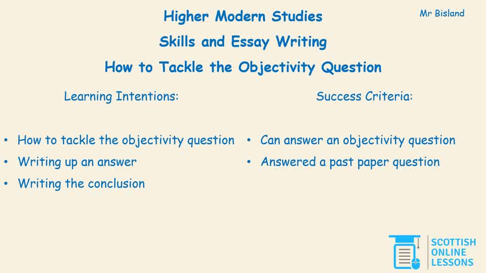 How to Tackle the Objectivity Question