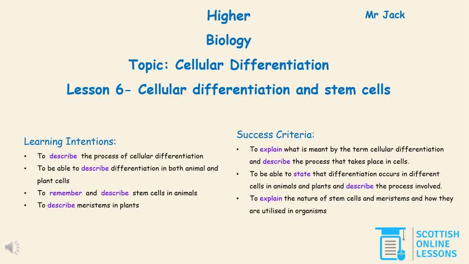 Cellular Differentiation and Stem Cells