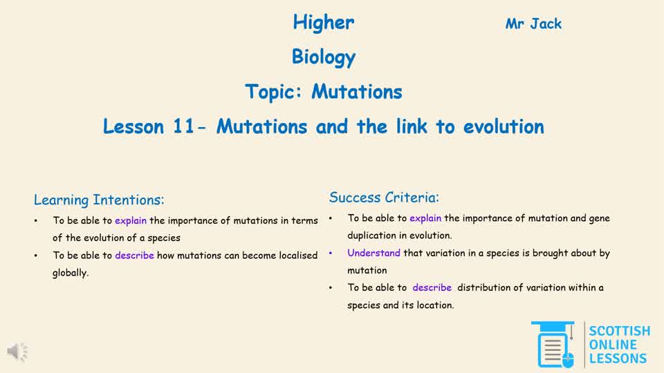 Mutations and the Link to Evolution