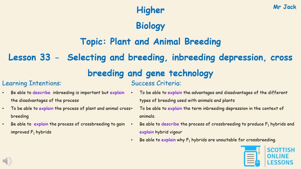 Selecting and Breeding, Inbreeding Depression, Cross Breeding and Gene Technology