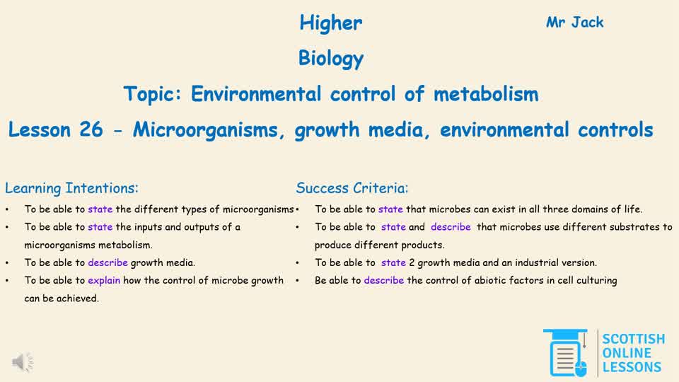 Microorganisms, Growth Media, Environmental Controls