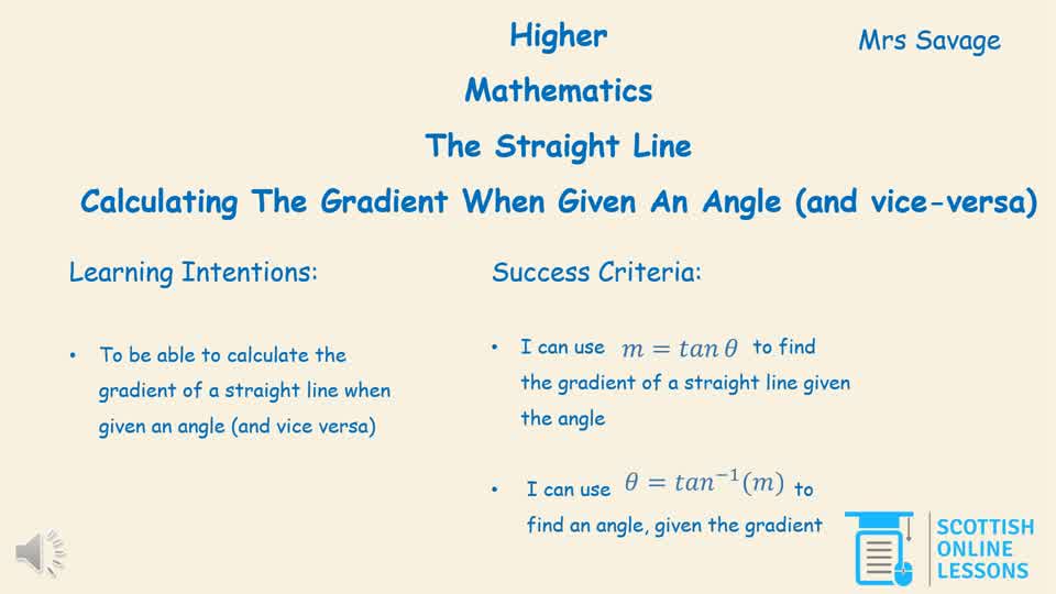 Calculating the Gradient when Given an Angle 