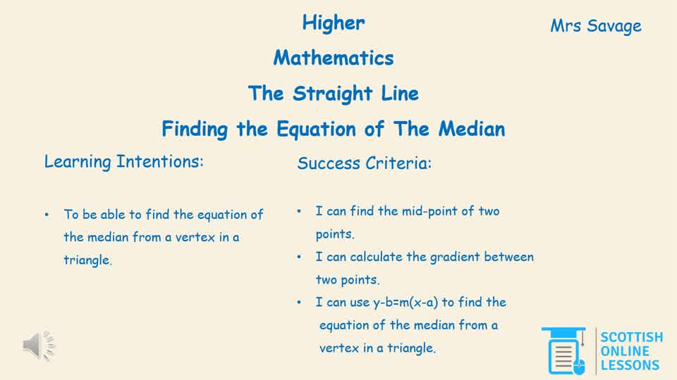 Finding the Equation of the Median 