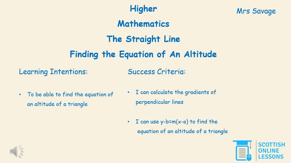 Finding the Equation of the Altitude 