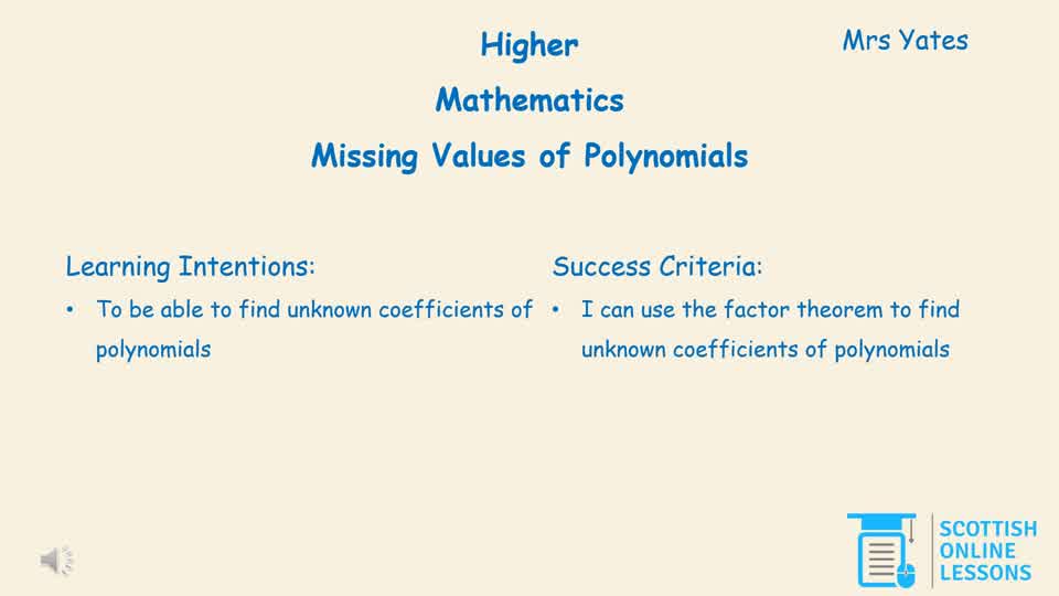 Finding Missing Values of Polynomials 