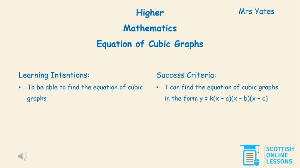 Finding the Equation of Cubic Graphs 