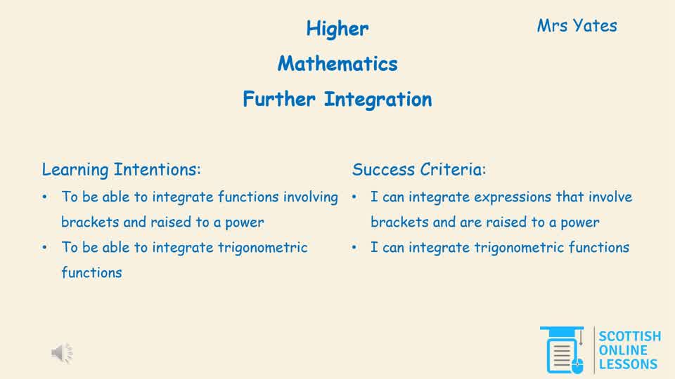Further Integration including Trig Functions 