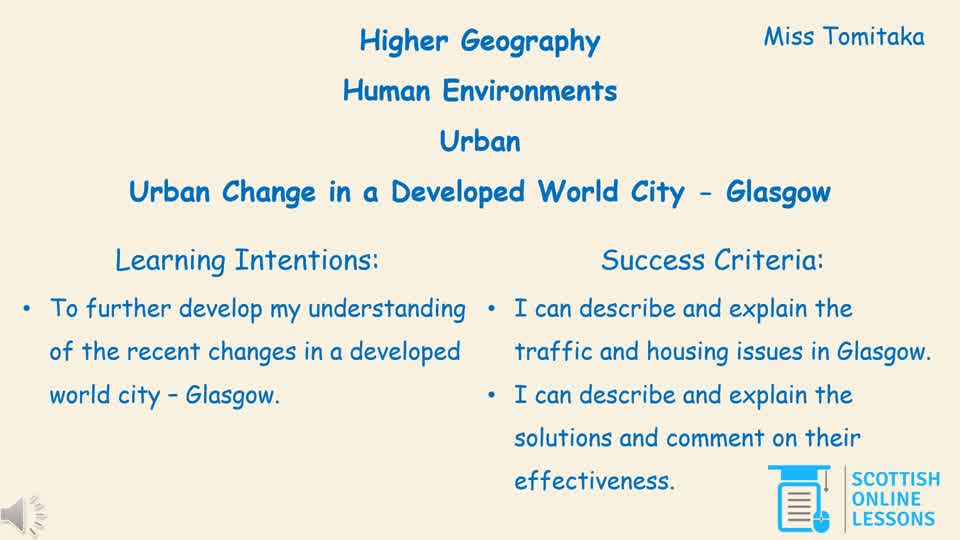 Urban Changes in developed world city - Glasgow