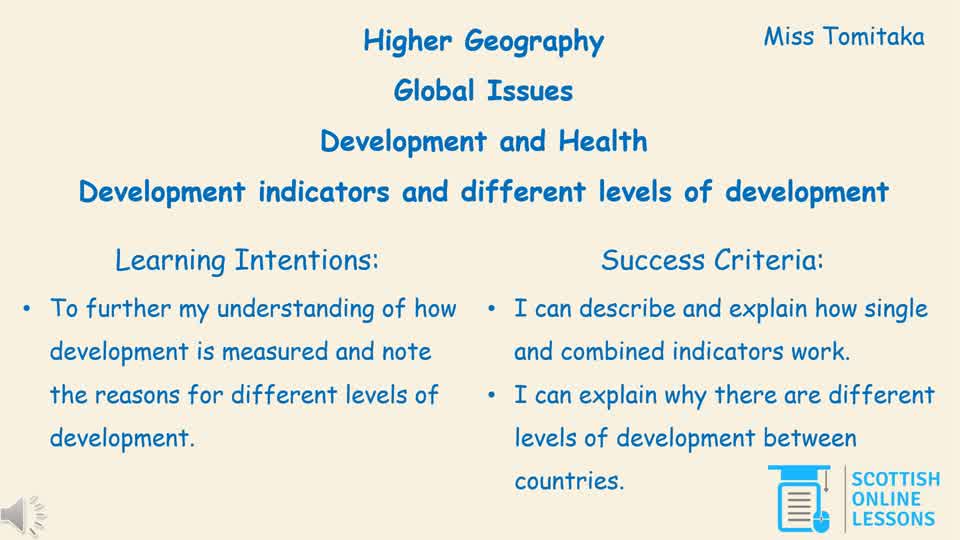 Development Indicators and Different Levels of Development 