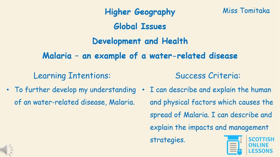 Malaria - An example of water-related disease