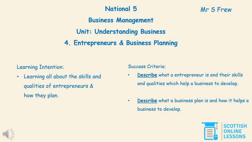 Entrepreneurs & Business Planning