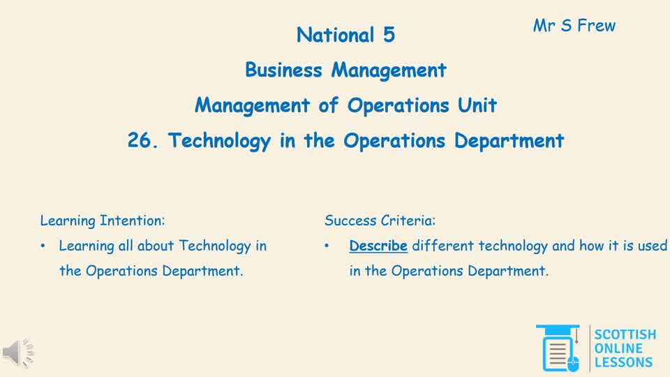 Technology in the Operations Department