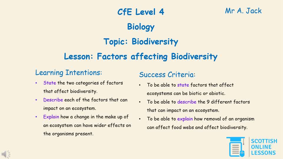 LvL 4 - Factors affecting Biodiversity