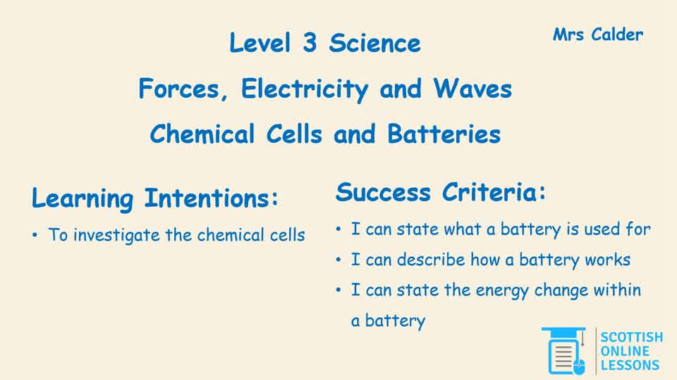 Batteries and Chemical Cells