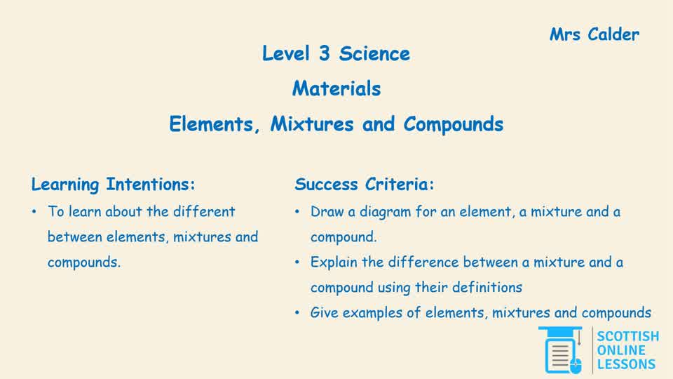 Elements Compounds and Mixtures 
