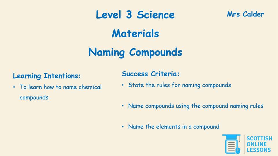 Naming Chemical Compounds 