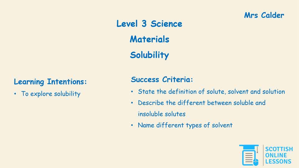 Solvents and Solubility 