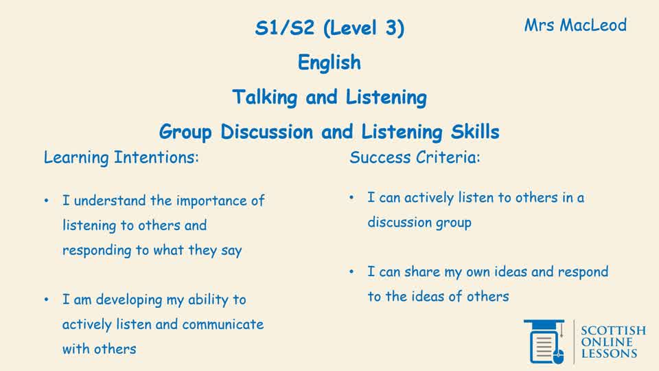 Listening and Discussion Skills
