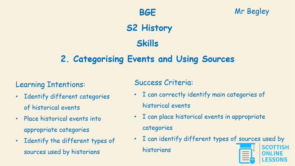 2. Categorising Events and Using Sources