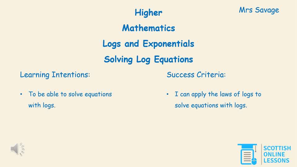 Solving Logarithmic Equations 