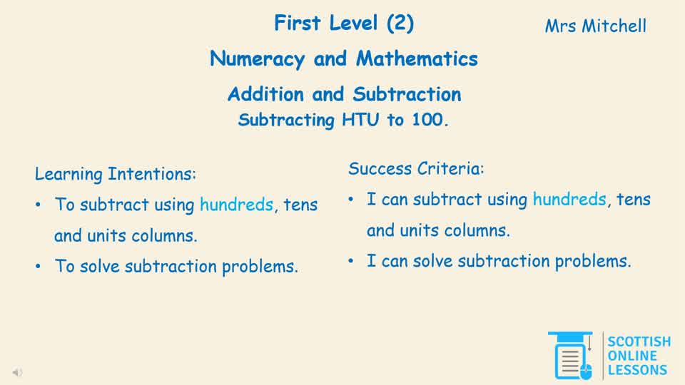 Subtracting HTU to 100