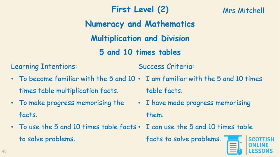 5 and 10 Times Tables