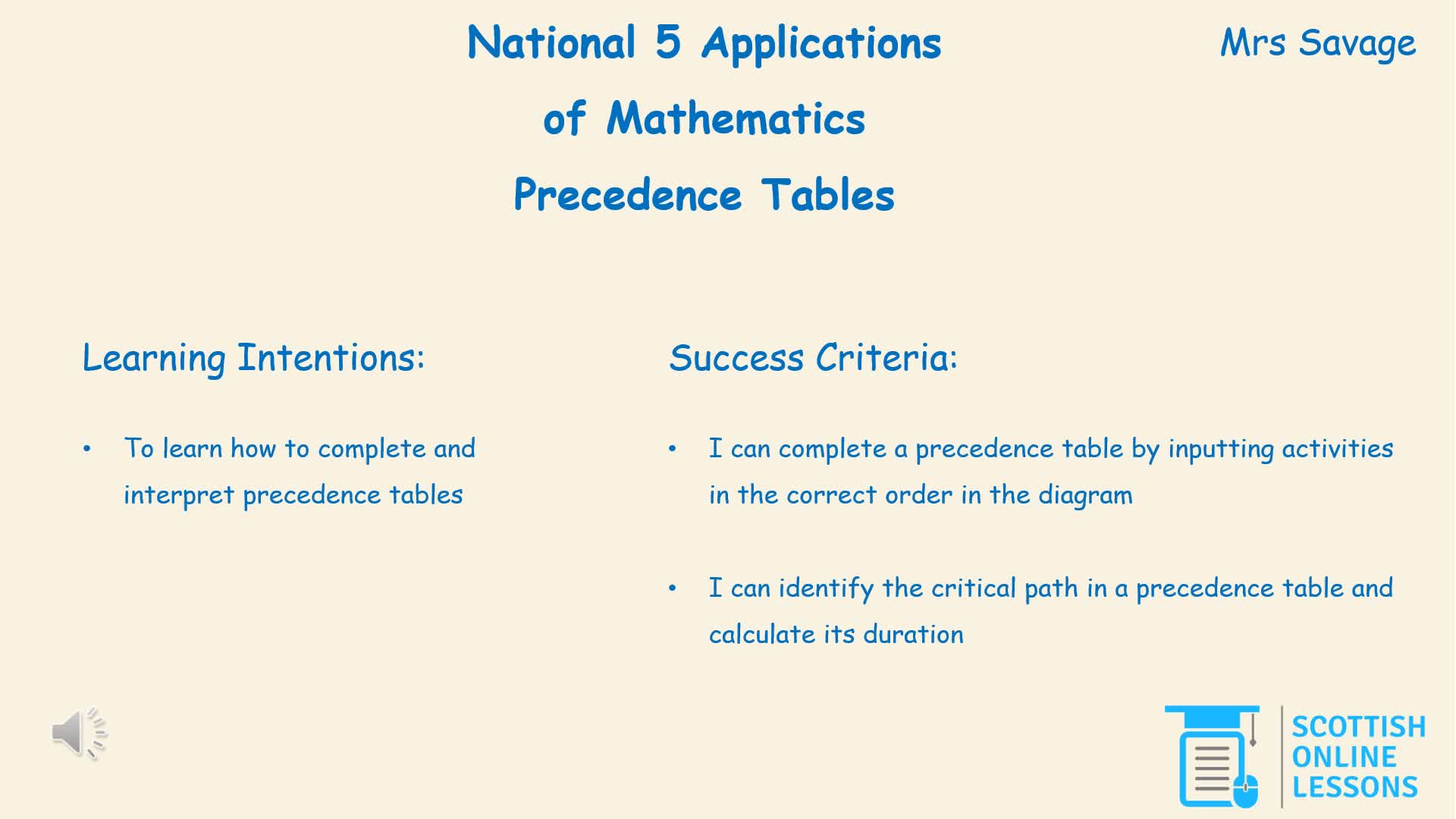 Precedence Tables