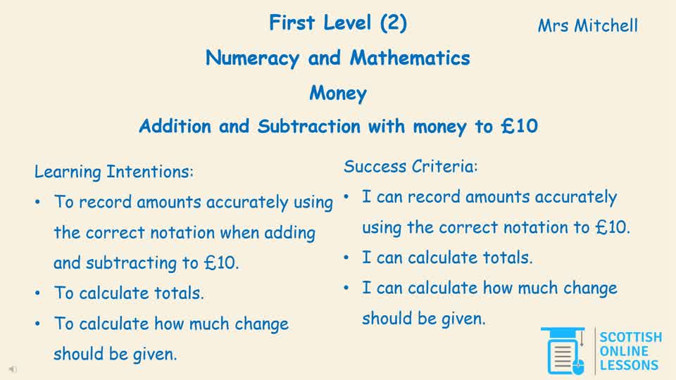 Adding and Subtracting with Money to £10