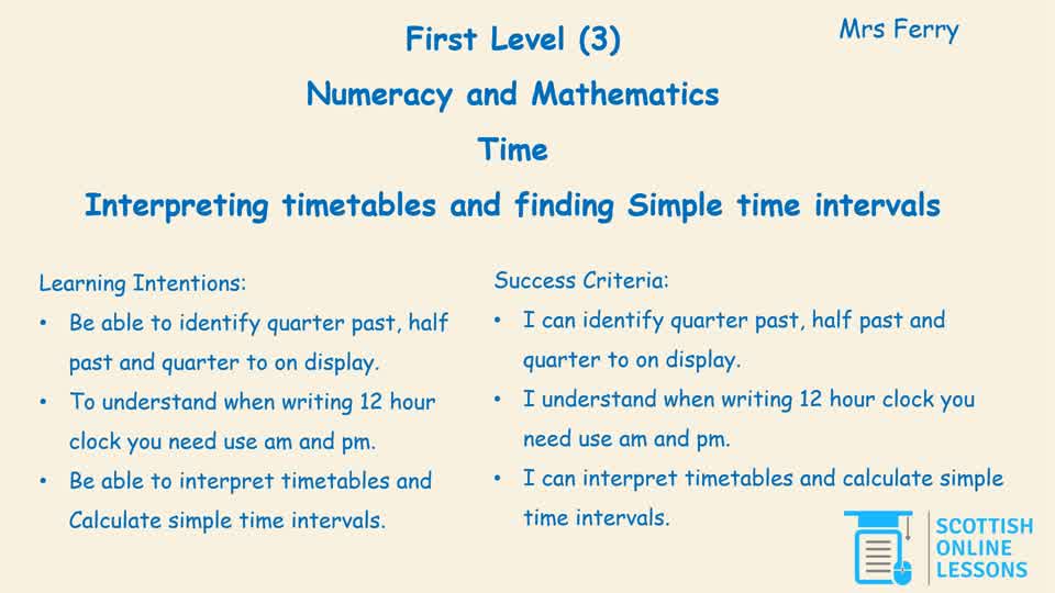 Interpreting Timetables and Find Simple Time Intervals