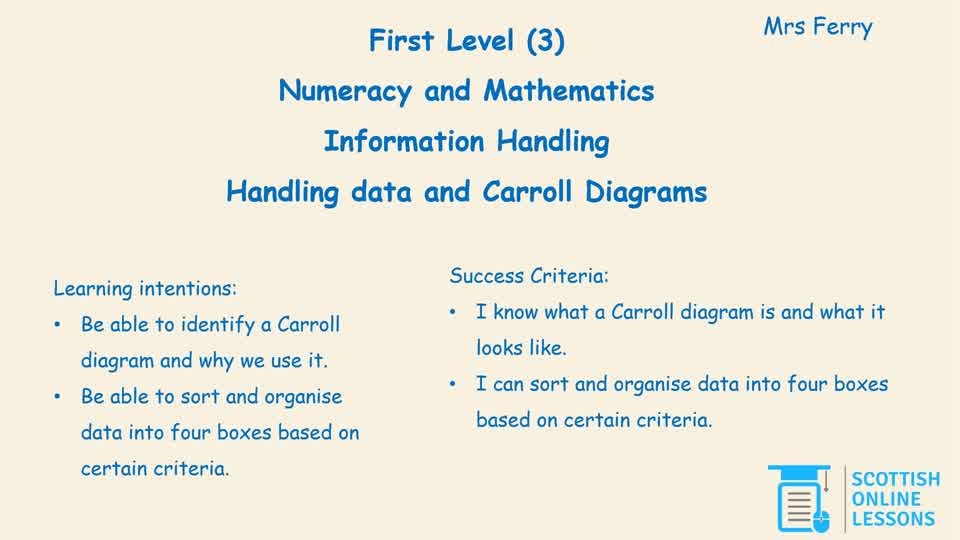 Data Handling. Carroll Diagrams.