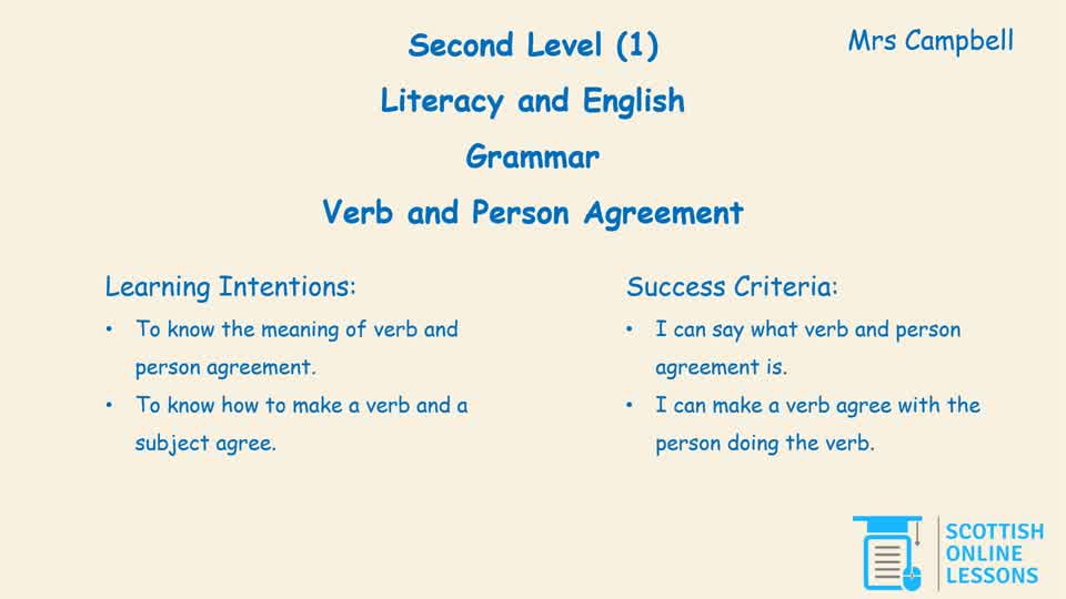 Verb and Person Agreement