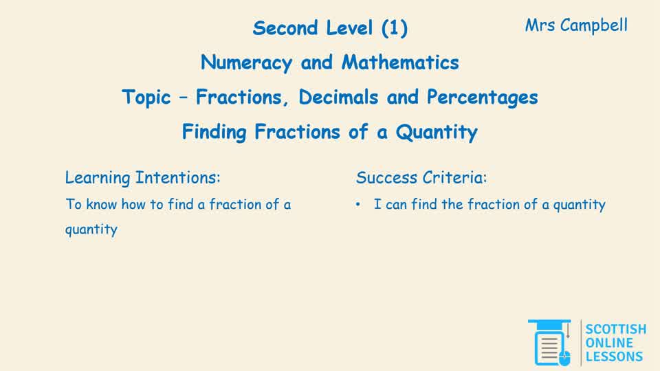 Find Fractions of a Quantity