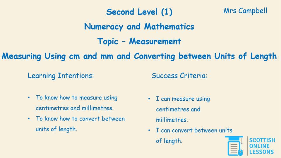Measure and draw using mm, cm and converting between units of length