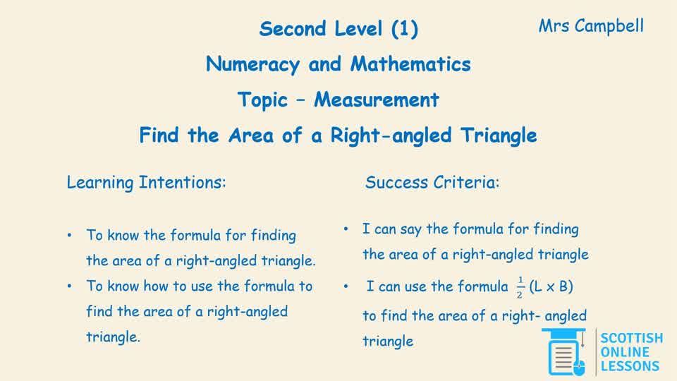 Finding the Area of a Right-Angled Triangle