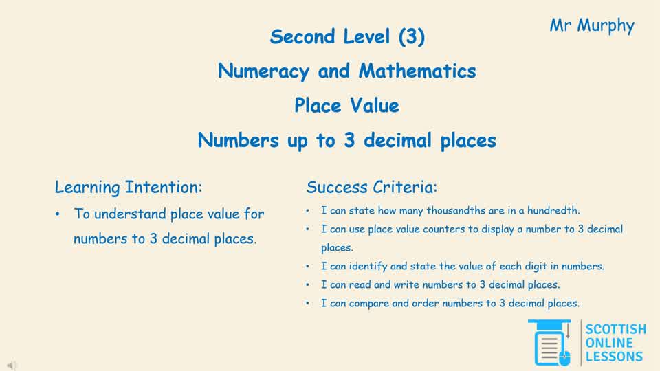 Numbers to 3 Decimal Places