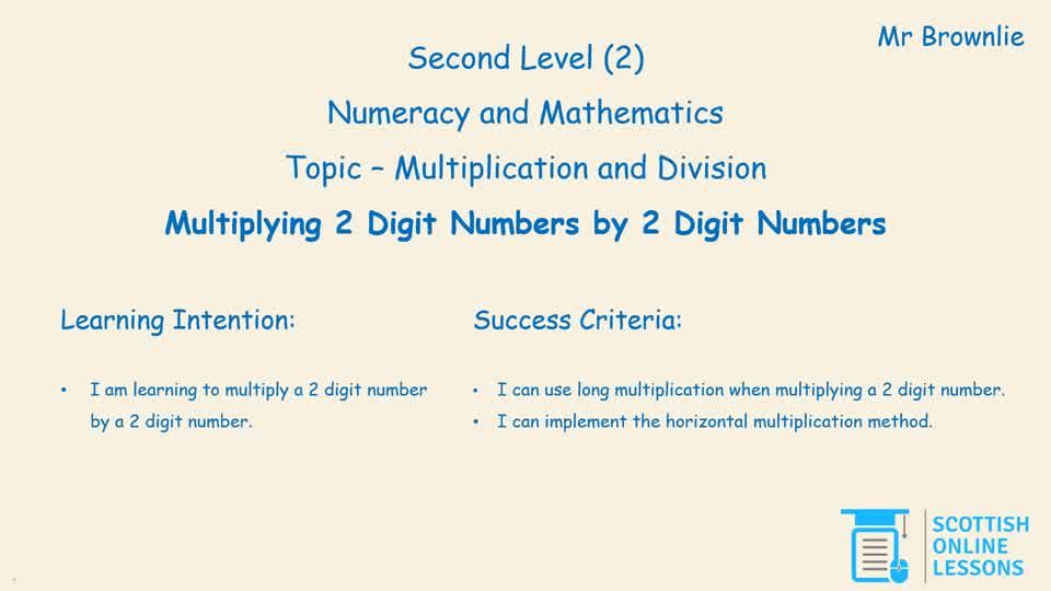 Multiplying 2-Digit by 2-Digit Numbers.