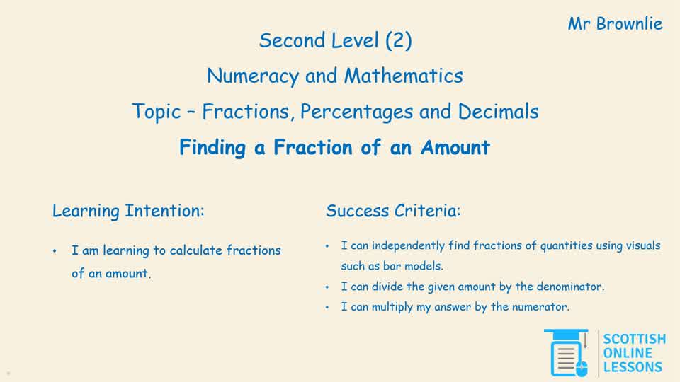 Finding a Fraction of an Amount