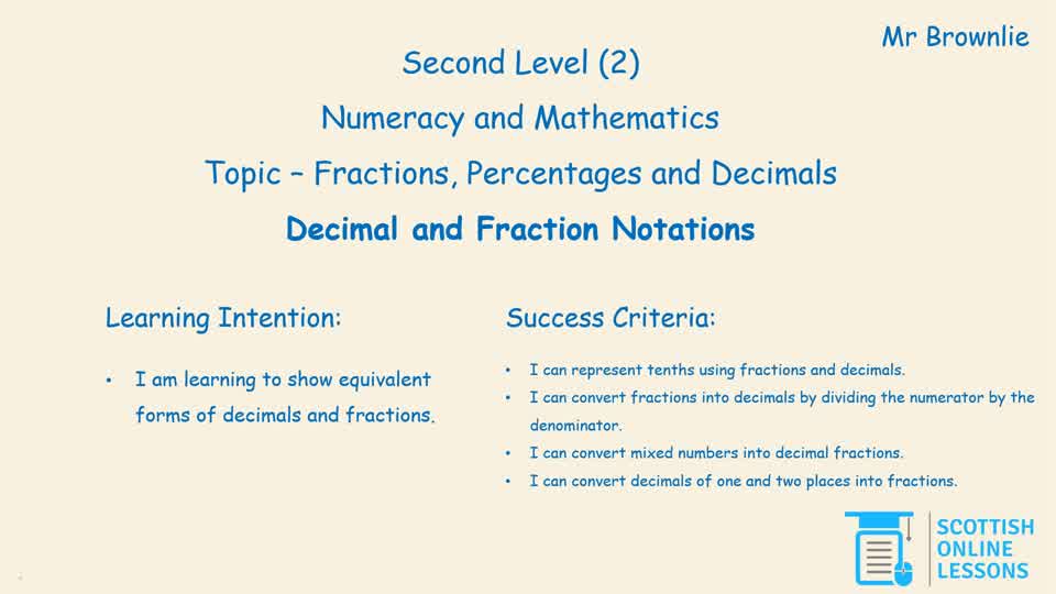 Decimal and Fraction Notations