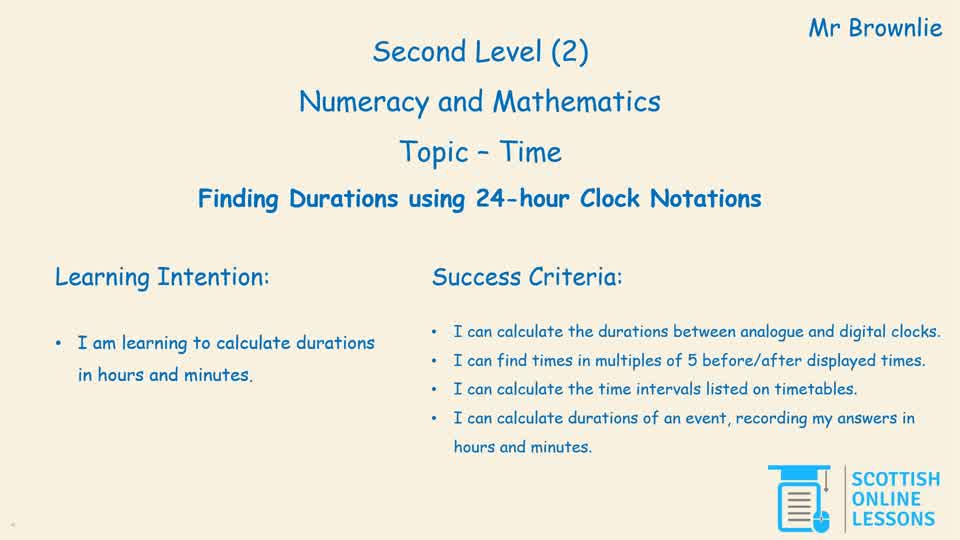 Finding Durations using 24-hour Clock Notation.