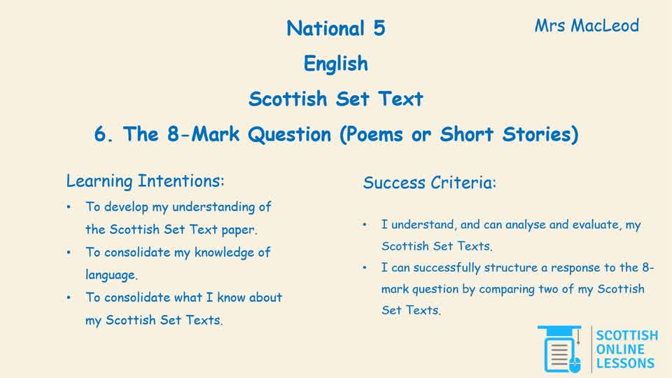 8-mark Question (Short Texts)